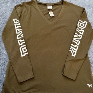 PINK by Victoria's Secret Olive Long Sleeve Tee